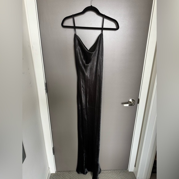 Black Satin Maxi Dress - Picture 2 of 7